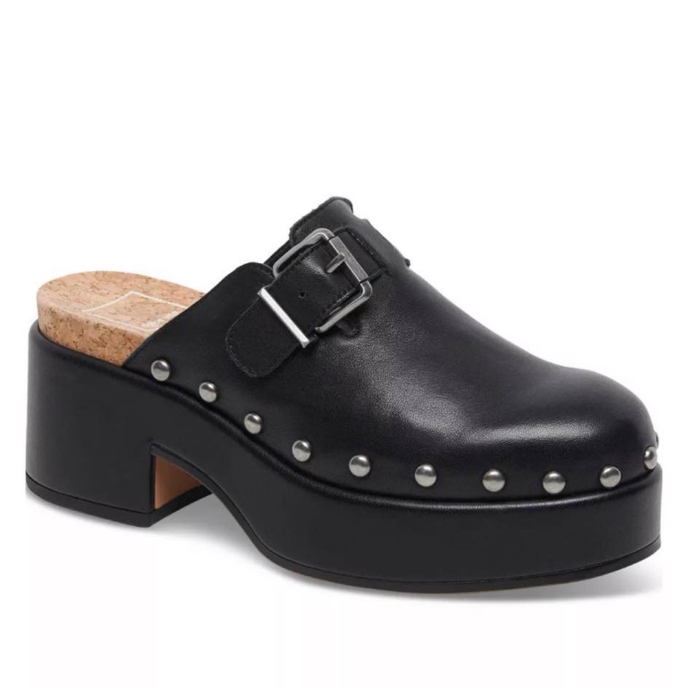 Dolce Vita Black Studded Platform Mules Size 8